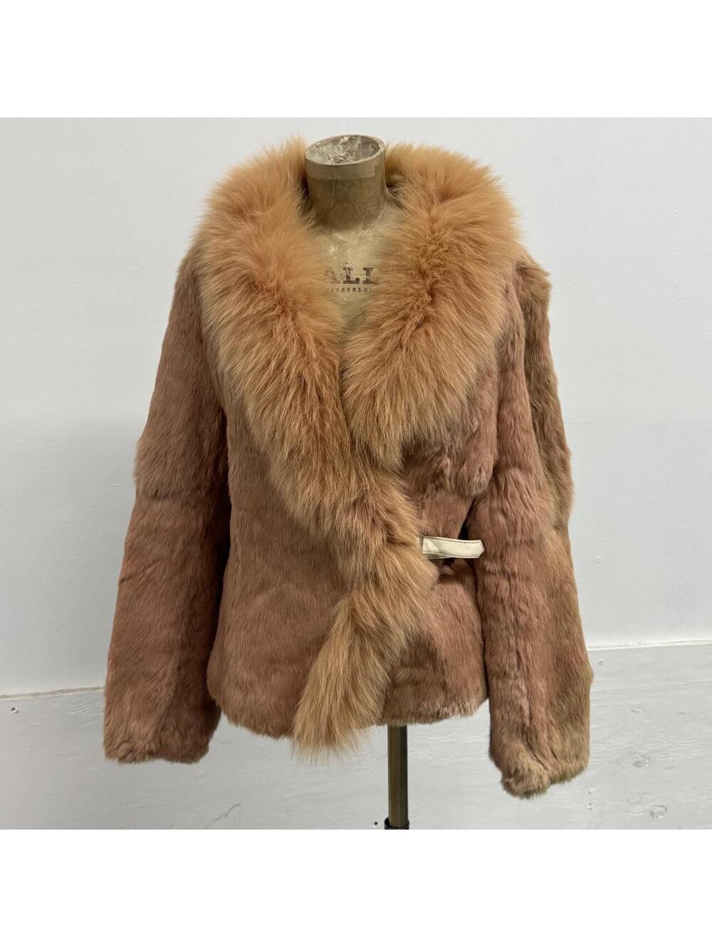 Vintage Y2K Pink Rabbit & Fox Fur Jacket Coat
